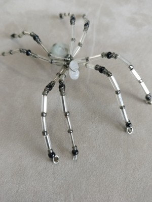 WIRE-WRAPPED / HANDCRAFTED SPIDER AQUAMARINE BELLY & GLASS BEADS