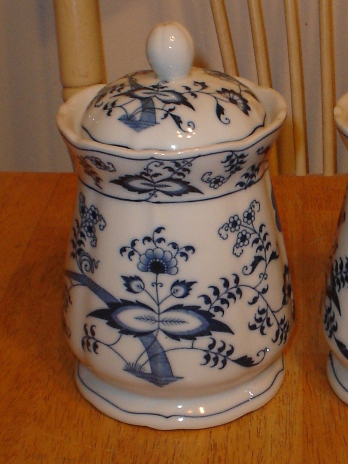 (3) Blue Danube Kitchen Canisters / Candy Jars & Lids Rectangular & Banner Marks