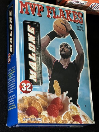 Karl Malone “MVP Flakes” Cereal 1999 Mailman Utah Jazz NBA