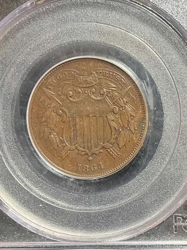 PCGS VF35 1864 TWO CENT PIECE SMALL MOTTO  VERY