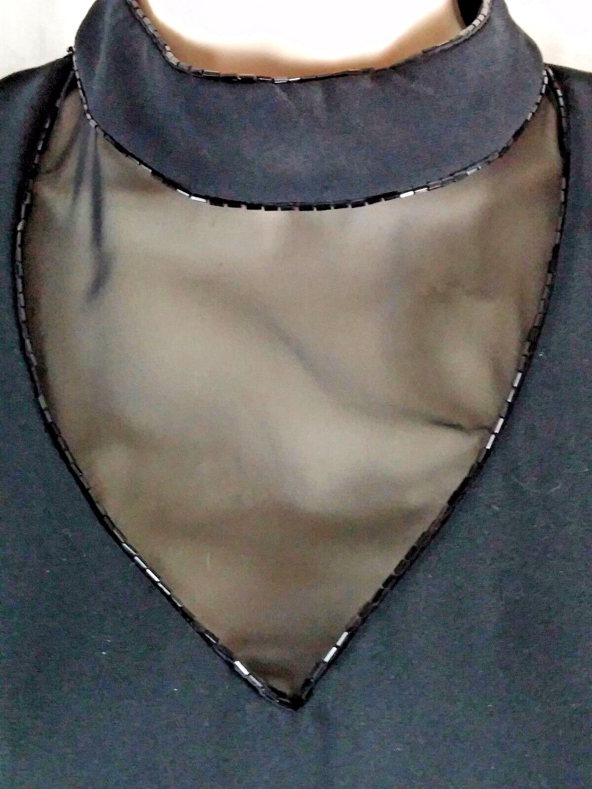 Amanda Fay Women's Dress Size 8 Black Sheer Sleeves Lined Beaded USA Vintage