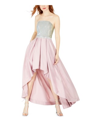 SPEECHLESS Womens Pink Rhinestone Patterned Strapless Formal Dress 5