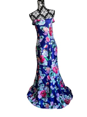 My Michelle Floral Mermaid Size 5 Off the Shoulder Lace Up Back Prom Dress