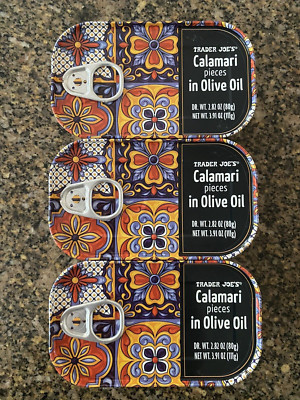 3 X Trader Joe s Calamari Pieces In Olive Oil 3.91 oz X  3 Cans Giant Squid
