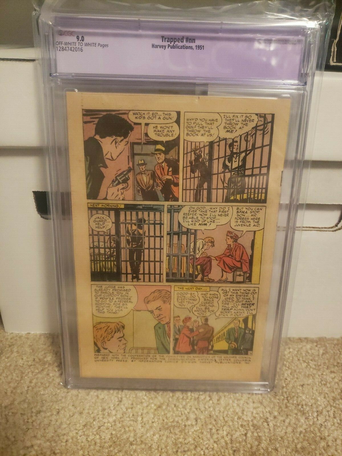 TRAPPED #nn RARE 1951 COLUMBIA UNIVERSITY/HARVEY ANTI-DRUG COMIC CGC 9.0 SOTI