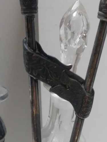 Antique Rogers Smith Silver Plate Etched Glass Cruet Castor Set Quadruple Plate