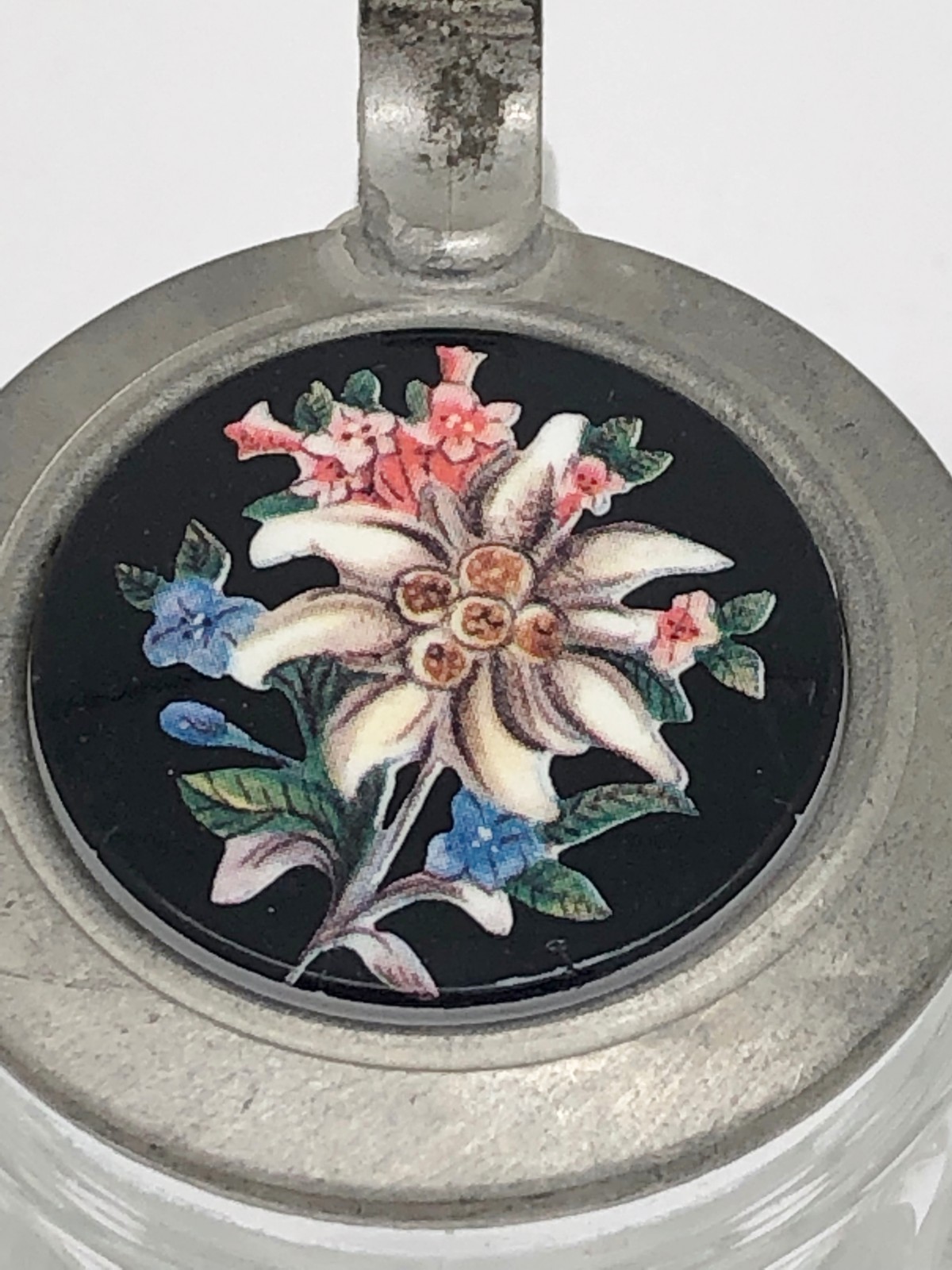 Vintage Schnapskrugerl Original BMF Pewter & Glass Mini Stein Rein-Zinn