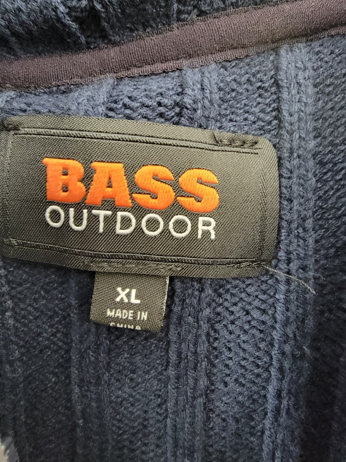 BASS OUTDOOR Mixed Media Zip-Front Hooded Sweater Jacket Men's XL Navy Blaze L/S - Picture 10 of 17