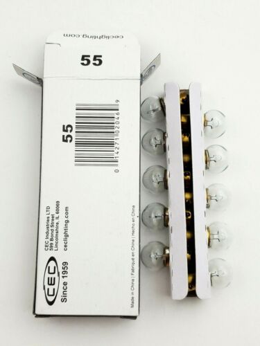 Box of 10 CEC 55 Miniature Lamps 3 Watts 7 Volt BA9S Base Light Bulbs