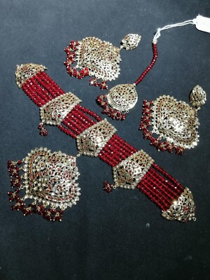 Indian Pakistani Jewelry Katai Crystal Beads Necklace Set ￼￼￼