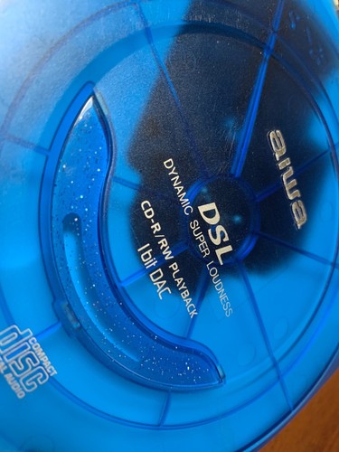 Aiwa 1 Bit DAC Compact Portable Disc CD Player Blue Clear Translucent DSL