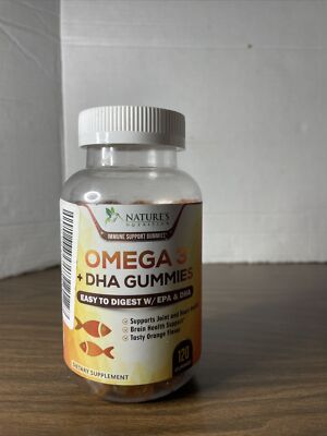 Nature's Nutrition Omega 3 Fish Oil 120Gummies Natural -Orange -Flavor DHA & EPA