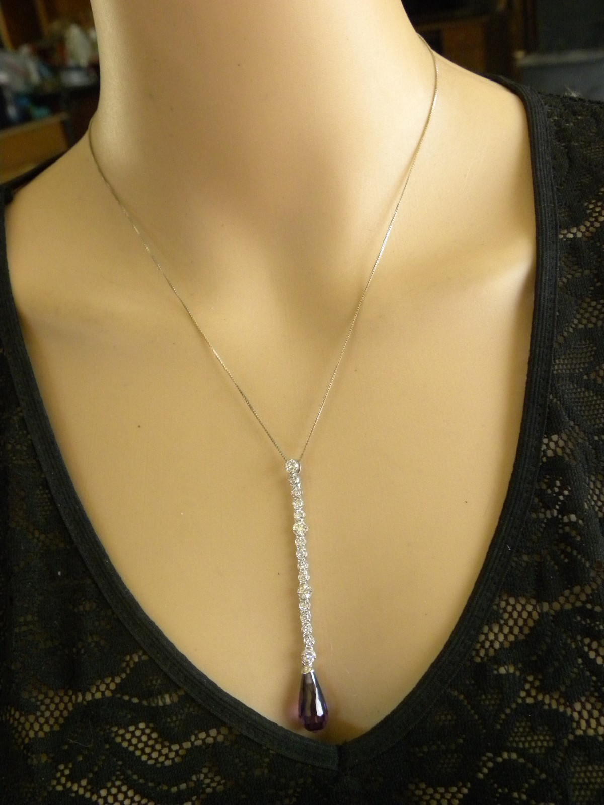 CRYSTAL,STERLING SILVER PENDANT & CHAIN NECKLACE  EARRINGS SET 17