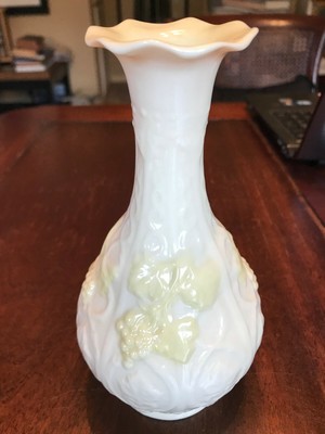 Belleek Vase with Vine & Grapes embossed