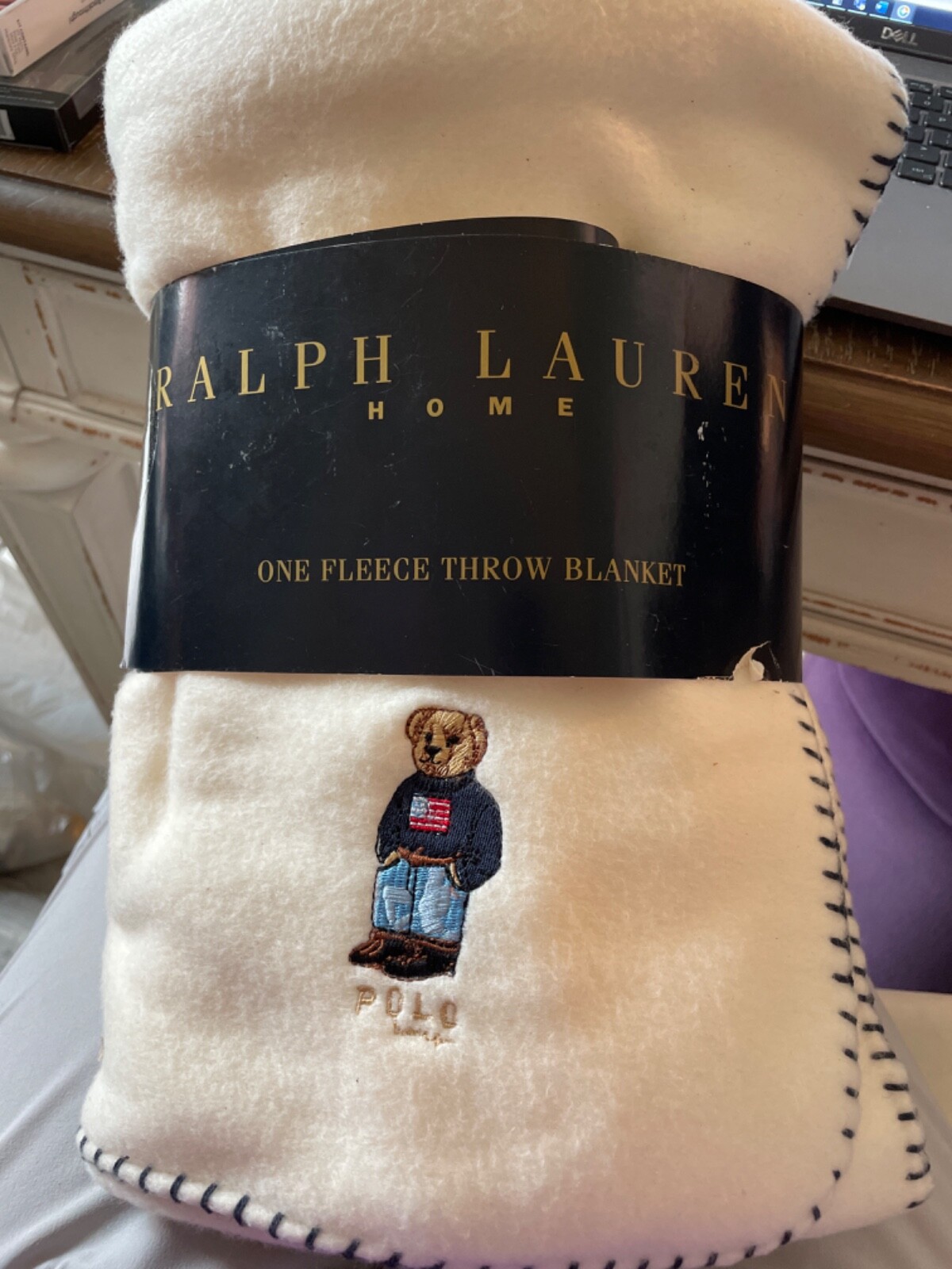 Polo Ralph Lauren Blanket Fleece cream Embroidered Teddy Bear Throw 54x70 NewのeBay公認海外通販｜セカイモン