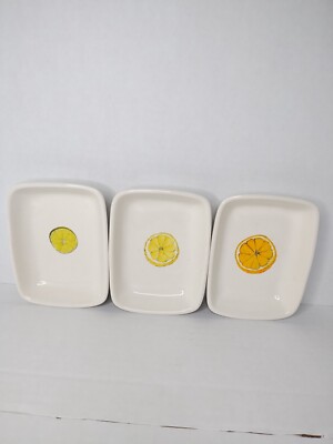 Rae Dunn Artisan Collection Magenta Citrus Fruit Serving Dip Dishes Plates Lemon