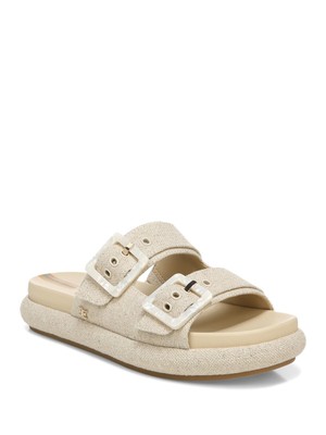 

SAM EDELMAN Женские бежевые сандалии без шнуровки с круглым носком и логотипом Kenzie, размер 8,5 м, Бежевый, I0327F1