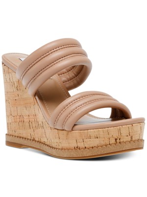

STEVE MADDEN Женские бежевые босоножки на танкетке 1-1/2 дюйма на платформе CorkWipeout, Бежевый, WIPE01S1