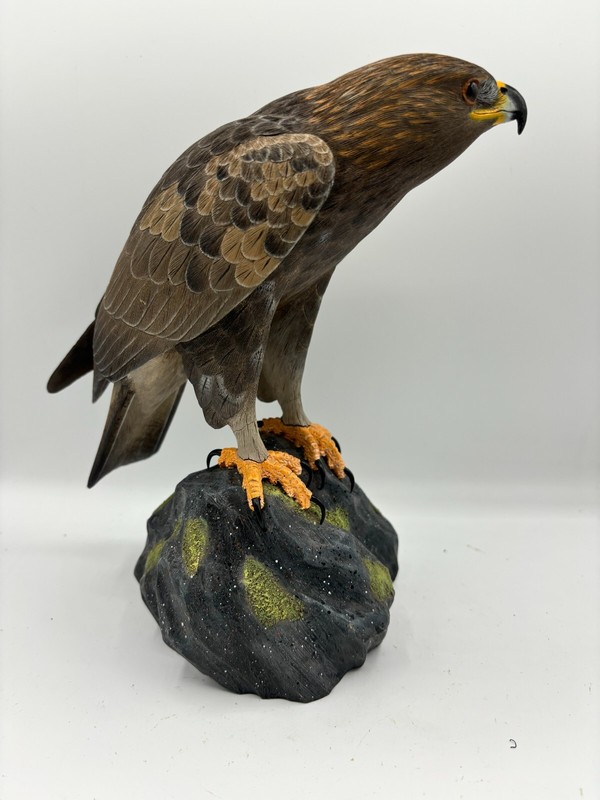 Golden Eagle Hummingbird Original Wood Carving