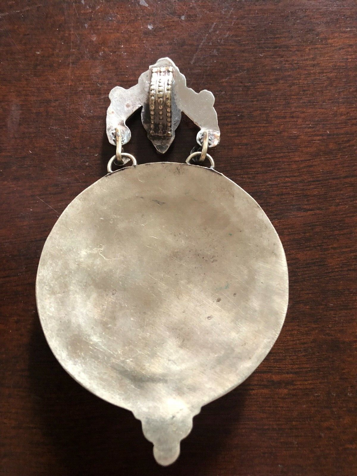 VINTAGE MEXICO SILVER MOST INTERESTING NECKLACE BROOCH HEAVILY SET WITH STONES