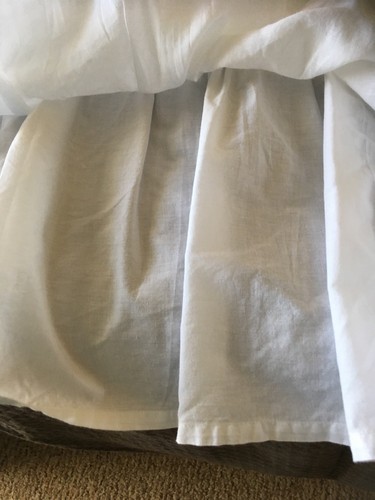 Pottery Barn teen Double ruffled White bedskirt full size Embroidered Edge