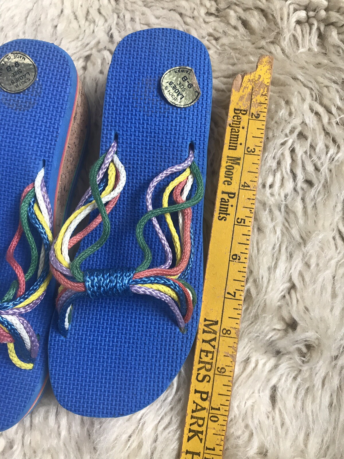 70's/80's Vintage Deadstock Rainbow Cork Flip Flops Sandals 9 B