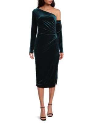 DONNA KARAN NEW YORK Womens Green Lined Long Sleeve Midi Cocktail Sheath Dress 8