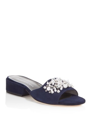 

STUART WEITZMAN Женские темно-синие сандалии без застежек без шнуровки Decorslide Toe Block Heel Slip On, Navy, DECORSLI