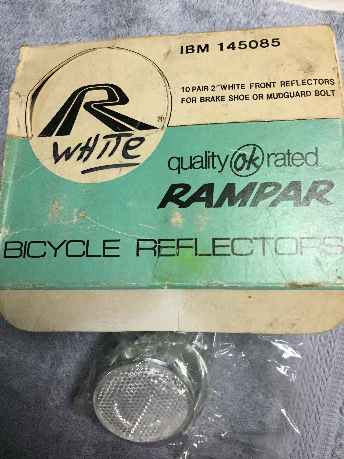 NOS PAIRS OF TWO CLEAR RAMPAR WHITE BICYCLE FRONT REFLECTORS 