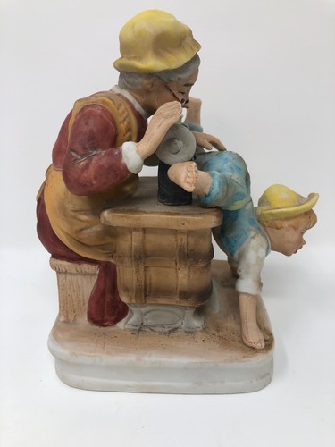 Vintage LEFTON Figurine Grandmother Sewing Mending Boys Pants 6.5