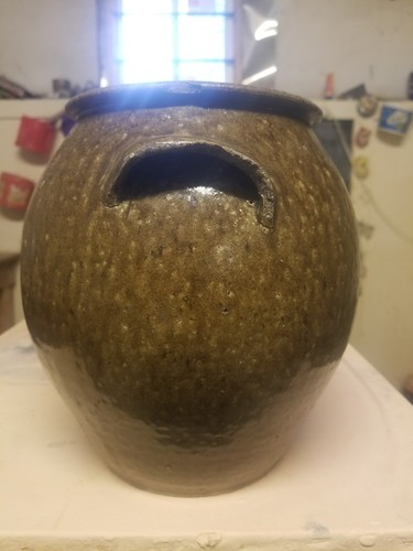 Catawba Valley Pottery rare 1gal Seagle School alkaline glaze jar