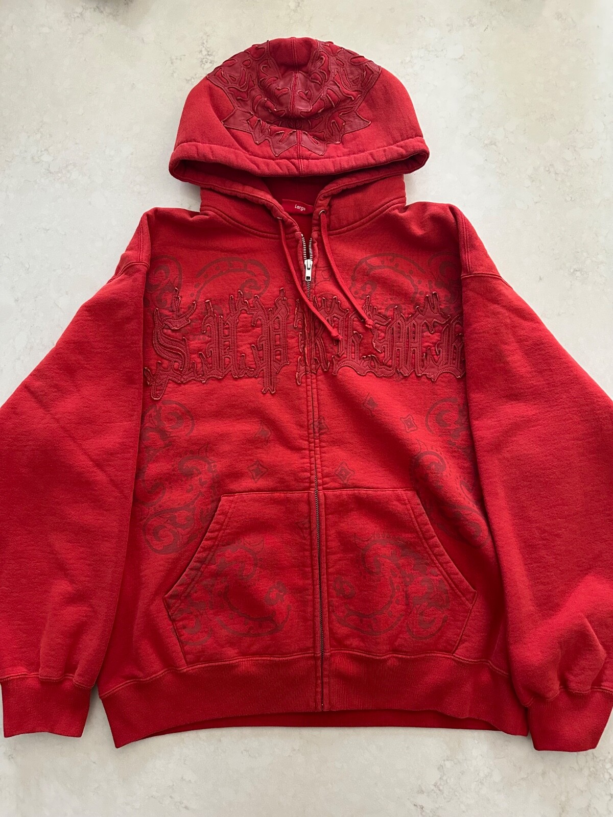 Supreme Leather Appliqué Zip Up Hooded $_57.JPG?set_id=880000500F