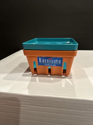 2 Buenisimo Green & Orange Melamine Berry Baskets ~ 5  X 5  P5