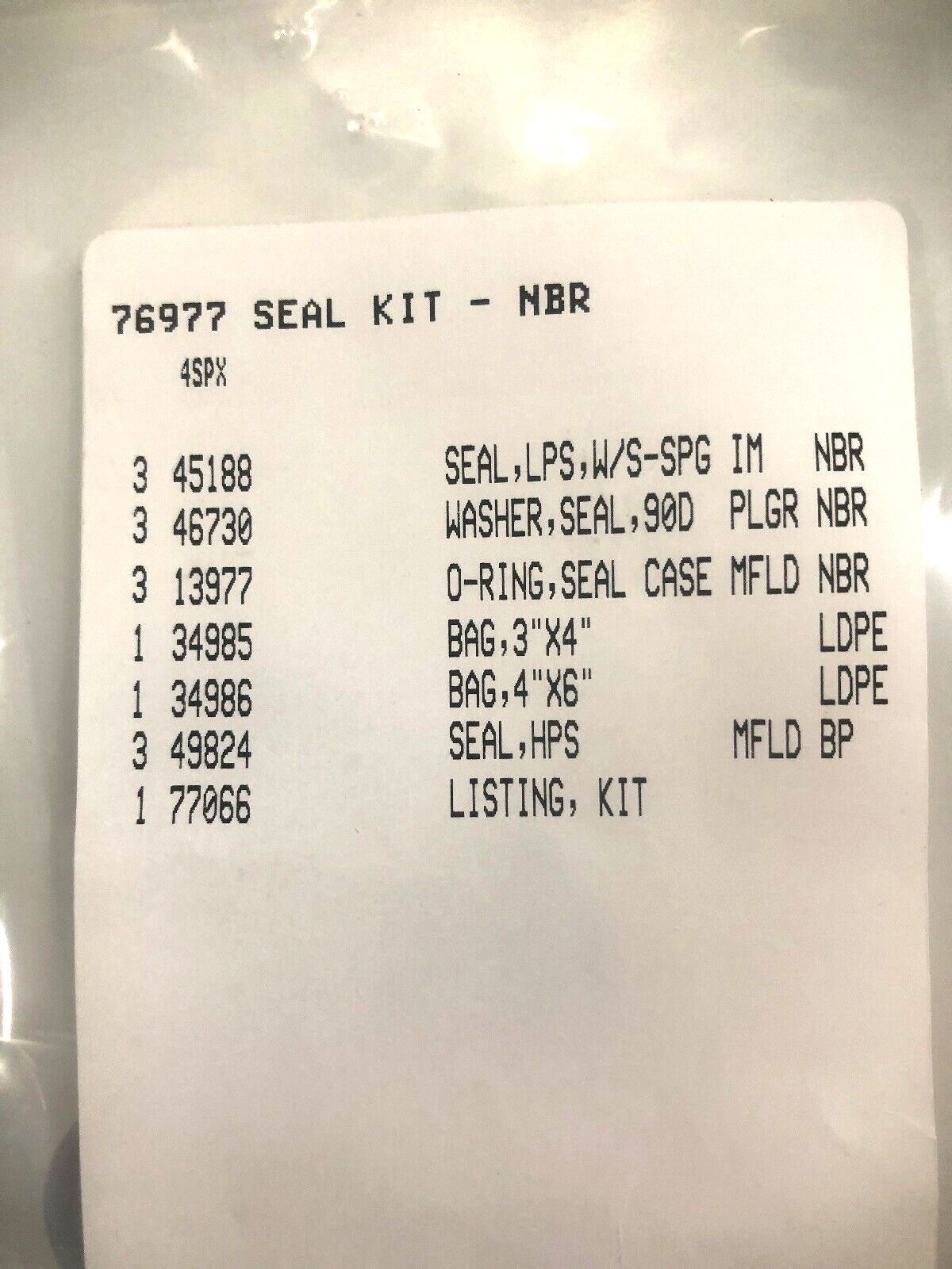 Cat Pumps 76977  OEM Seal kit  4SPX Pumps 4SPX32G1I