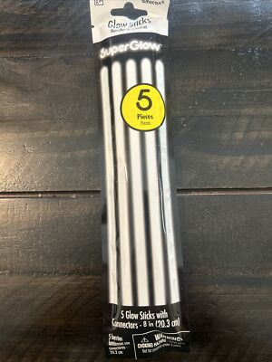 5- 8  WHITE Glow Sticks Bracelets Brand New Amscan SUPER GLOW - Free Shipping