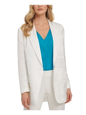

Женский блейзер цвета слоновой кости с лацканами бойфренда DKNY Wear To Work Blazer Jacket, Цвет слоновой кости, P0DC8DMI