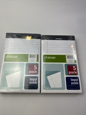 Lot Of 2 Top Flight Scratch Small  Legal Pads 5x8  White Notepad  8 Pads Total
