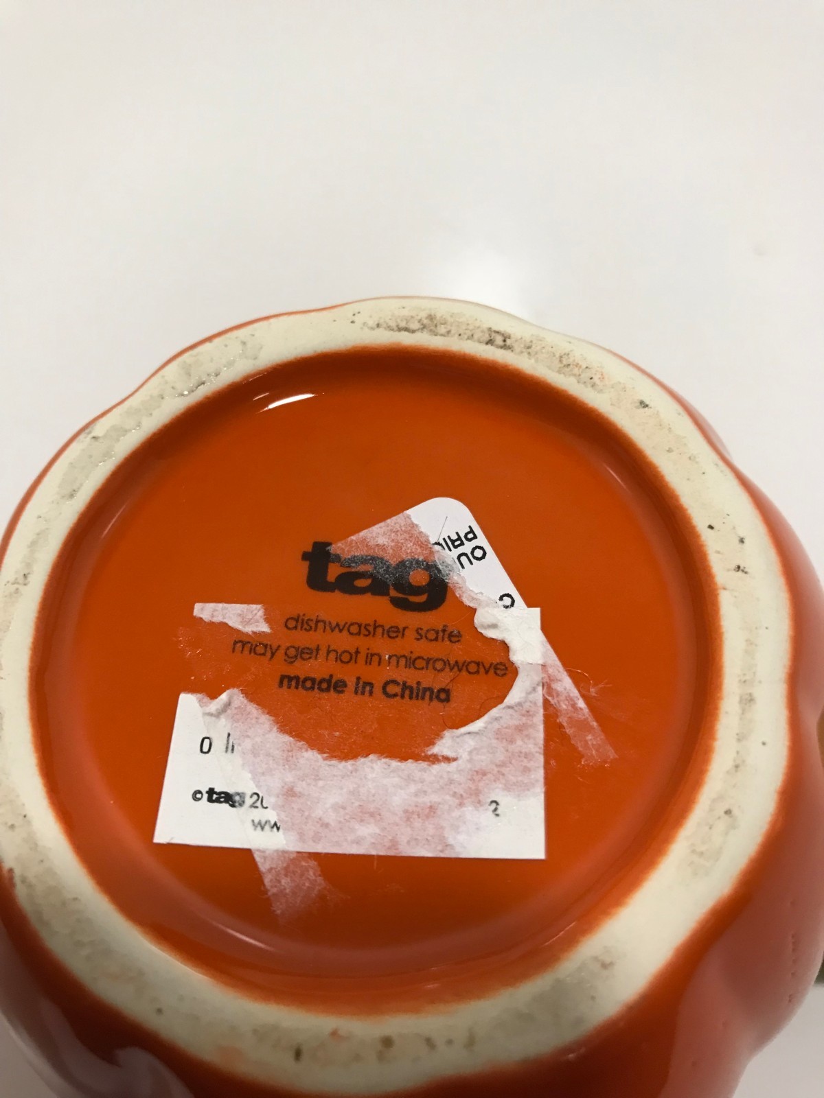 Halloween Coffee Mug Cup Double Pumpkin Orange Green Handle Tag Jack O' Lantern