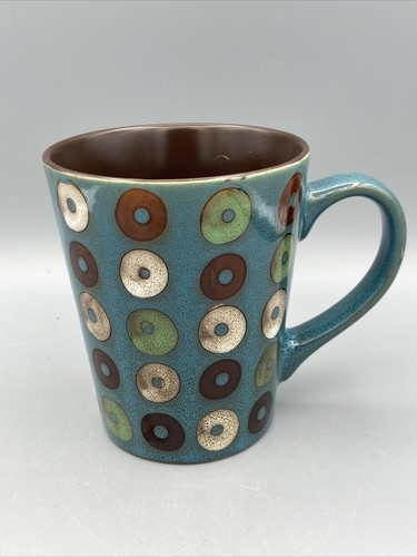 Mug Donut Pattern Brown White Green 12 Oz