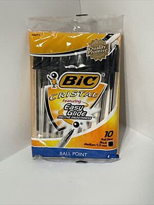BIC Cristal Stic Ballpoint Pen Blue Ink, 10 Count Medium 1.0mm - Sealed