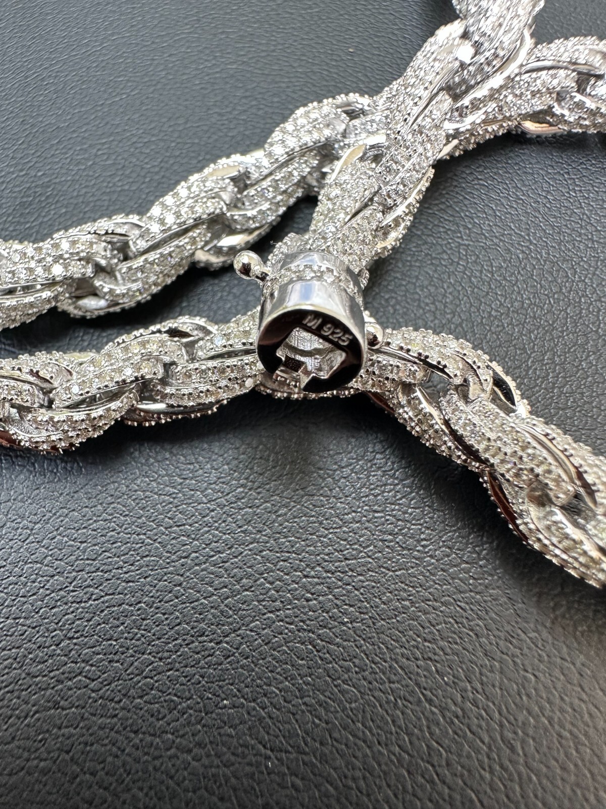 Pre-owned Harlembling Moissanite Iced 7.5mm Rope Chain Necklace Real 925 Silver Men's Hip Hop 16-28" In White/colorless