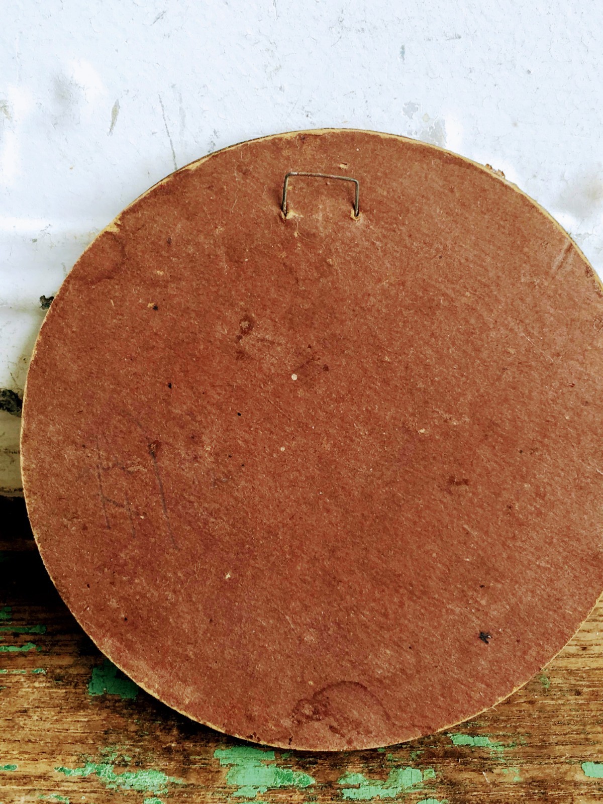 Antique Small Round Convex Glass Picture Cottage House Garden