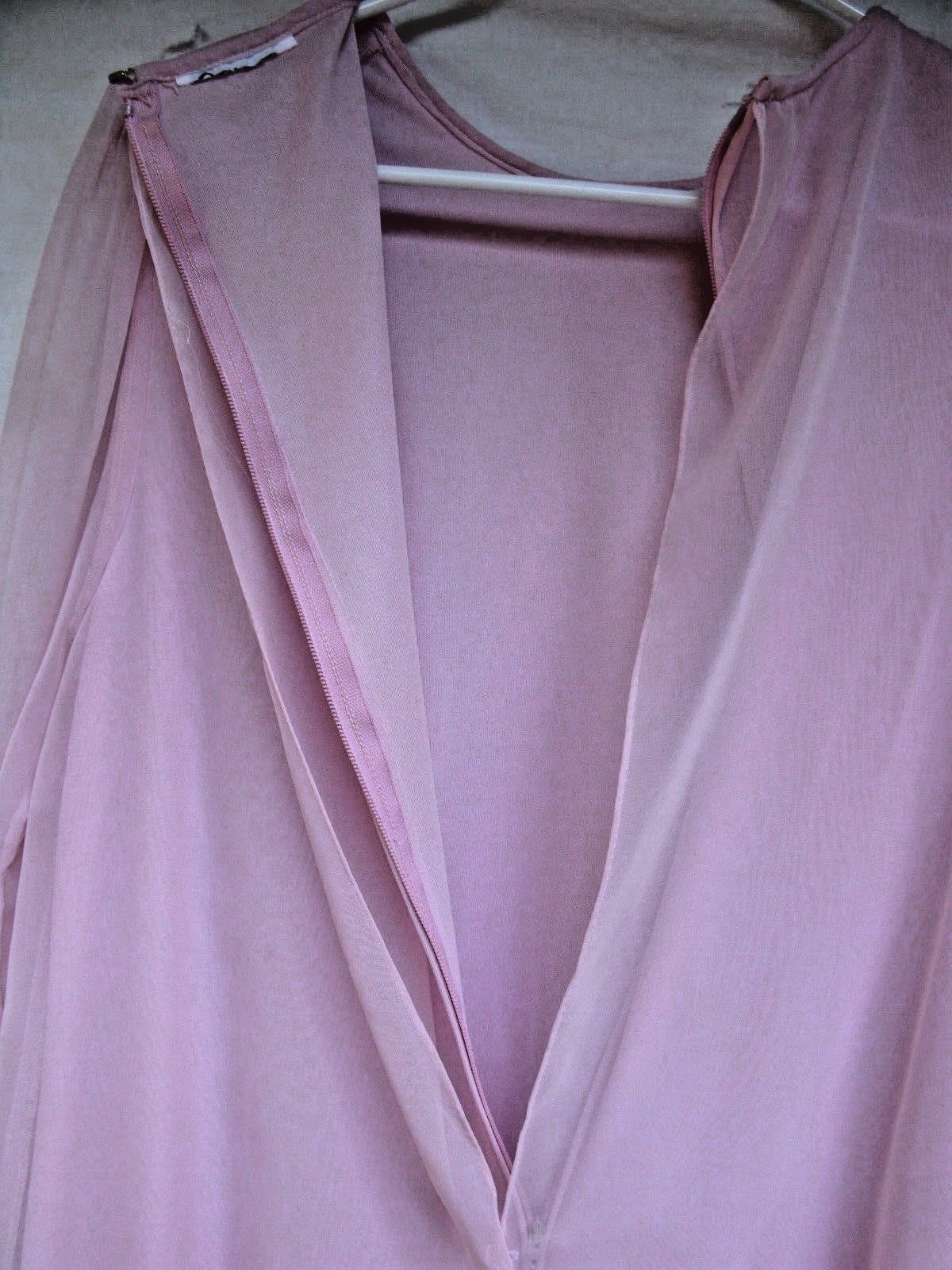 Women's Miss Formal Evening Prom Dress Pink Polyester Chiffon Glitz Size Lge