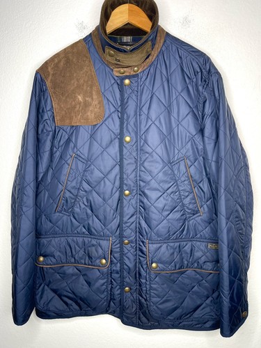$398 Polo Ralph Lauren Large Quilted Jacket RRL Coat Navy Blue