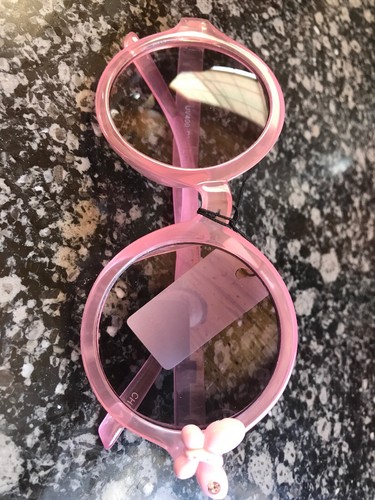 KIDS GIRLS PINK JOHN LENNON WITH BUTTERFLY ELEGANT RHINESTONE SUNGLASSES