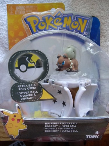 Pokemon TOMY Throw 'N' Pop Poke Ball ROCKRUFF & Ultra Ball Figure Set