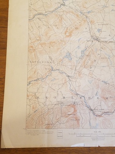 1909 topography map state of New Hampshire-vermont Whitefield quadrangle