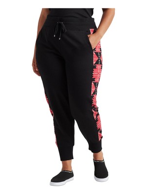 

RALPH LAUREN Женские черные брюки для отдыха с эластичной резинкой на талии и шнурком в рубчик, большие размеры, Черный, 202856591001