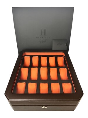 Wolf 458506 Windsor 15 Piece Watch Box in Brown & Orange MSRP $405