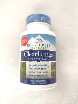 RidgeCrest Herbals ClearLungs Extra Strength 60 Caps Exp 5/2025
